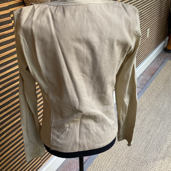 Trussardi Jeans lightweight zip leather jacket with cotton sleeves - Picture 3 of 8